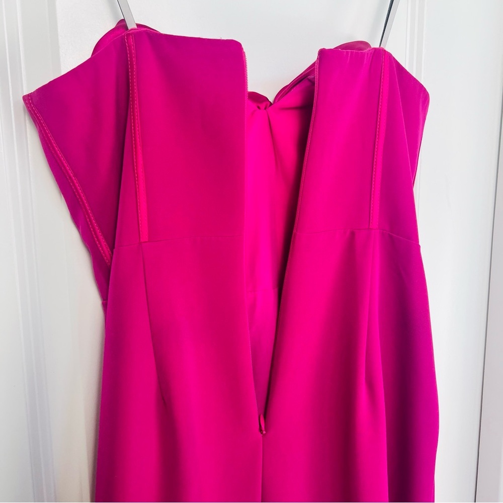 Monique Lhuillier Gemma Rosette Strapless Column Gown Dress Fuchsia Pink Formal - Picture 8 of 12